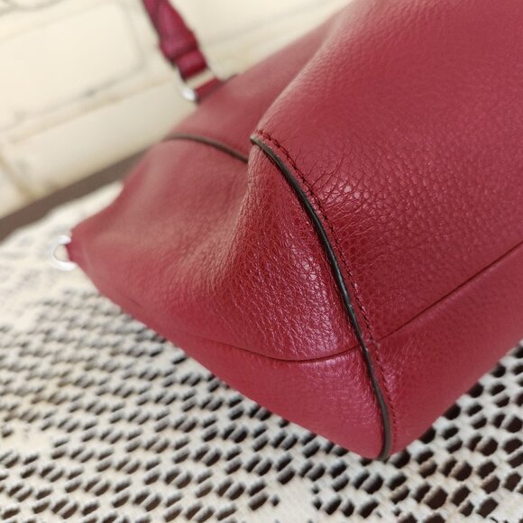 Coach Burgandy Leather Crossbody Bag Purse - Picture 8 of 9